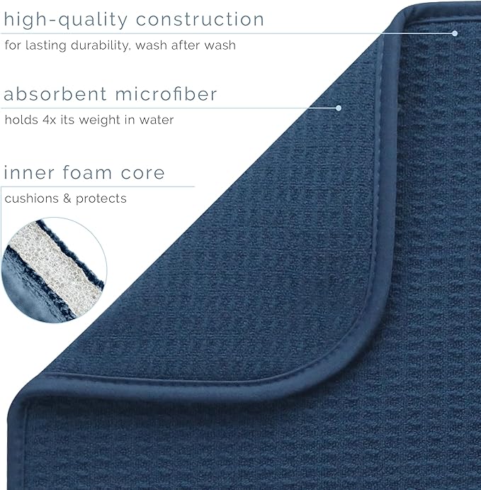 S&T INC. Dish Drying Mat XL, 18” x 24”, Absorbent Microfiber Kitchen Counter Mat, Dish Drying Pad for Dishes, Utensils, Pots and Pans, Extra Large, Navy - Image 3