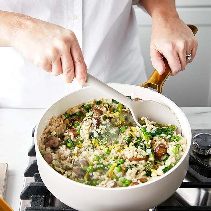 GreenPan Silicone Ultimate Spoon, Mixing Stirring Serving Cooking Kitchen Utensil, Flexible Rubber Nonstick Cookware, Rigid Steel Core, Heat-Resistant, Anti-Slip Handle BPA-Free Dishwasher Safe, Taupe - Image 2