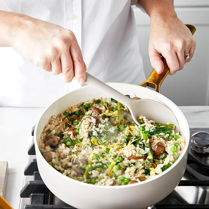 GreenPan Silicone Ultimate Spoon, Mixing Stirring Serving Cooking Kitchen Utensil, Flexible Rubber Nonstick Cookware, Rigid Steel Core, Heat-Resistant, Anti-Slip Handle BPA-Free Dishwasher Safe, Taupe - Image 2