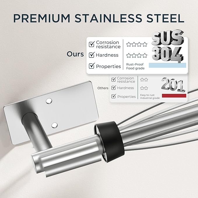 FORIOUS Paper Towel Holder Under Cabinet, Single Hand Operable with Adjustable Damping for Easy Tear, Adhesive or Drill Wall Mount,304 Stainless Steel Commercial Paper Towel Holder for Kitchen, Silver - Image 9