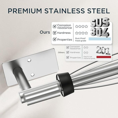 FORIOUS Paper Towel Holder Under Cabinet, Single Hand Operable with Adjustable Damping for Easy Tear, Adhesive or Drill Wall Mount,304 Stainless Steel Commercial Paper Towel Holder for Kitchen, Silver - Image 9