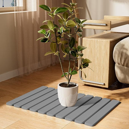Foldable Stone Bath Mat, Quick Dry Stone Drying Mats for Bathroom, Super Absorbent Bath Mat, Non Slip, Large Diatomaceous Earth Dish Drying Mats for Kitchen Counter 23.5 x 15.4in, Dark Gray - Image 8