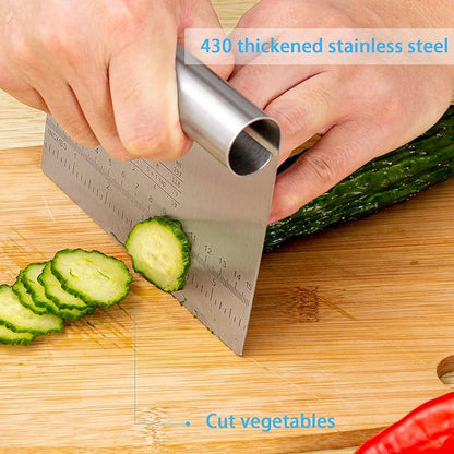 Pro Dough Pastry Scraper/Cutter/Chopper Stainless Steel Mirror Polished with Measuring Scale Multipurpose- Cake, Pizza Cutter - Pastry Bread Separator Scale Knife 2PCS - Image 3