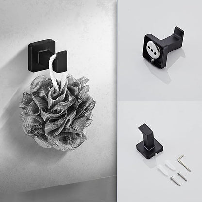 Matte Black Bathroom Hardware Set 8 Pieces,Towel Bar Set Stainless Steel Wall Mounted, Includes 16In Hand Towel Bar, Towel Ring, Robe Towel Hooks,Toilet Paper Holder, Bathroom Towel Rack Set… - Image 5