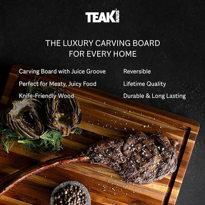 Teakhaus Cutting Board - Small (S) Wood Cutting Board with Juice Groove (14”L x 10”W) Holiday Gift Ideas for Men and Women - Gift-Ready, Thin, Lightweight, Reversible, Knife Friendly - FSC Certified - Image 8