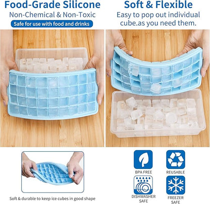 Silicone Ice Cube Tray with Leak-Proof Lid & Storage Bin for Freezer – BPA-Free 36-Piece Nugget Ice Molds, Spill-Resistant Cover & Ice Scoop Container Cover - Image 3