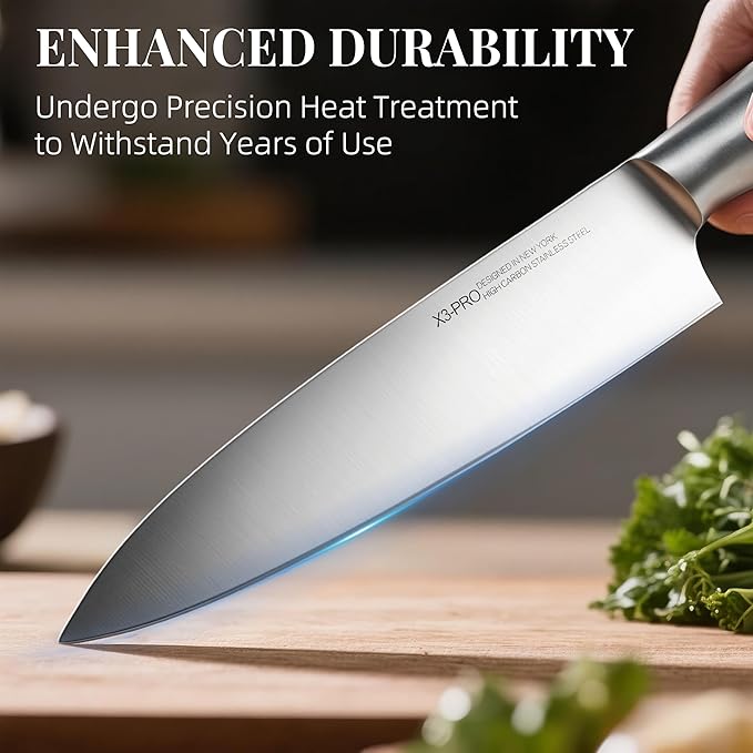 KnifeSaga Kitchen Knife Set with Block 17 Pcs, Knife Block Set, Japanese High Carbon Stainless Steel Knives Set for Kitchen with Sharpener, Razor Sharp Premium Block Knife Sets - Image 4