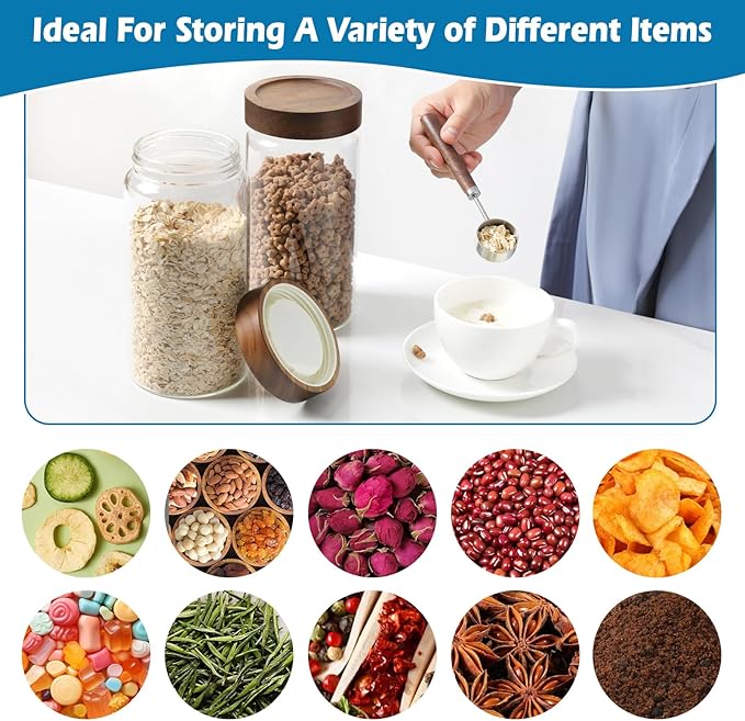 Glass Jar with Screw Top Lid 37oz Borosilicate Glass Spice Jars Seasoning Containers Kitchen Glass Food Storage Canisters for Pantry Liquid Tea Bath Salts Fermenting - Image 3