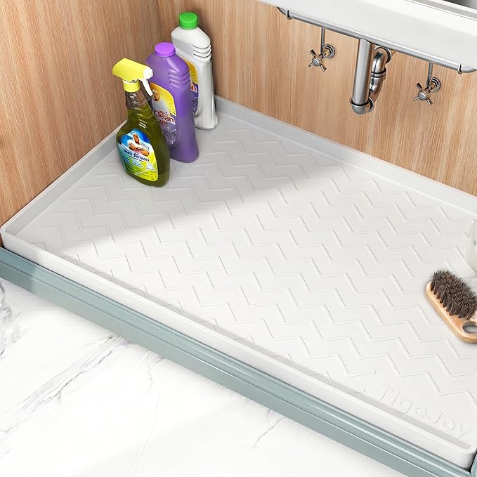 TigeJoy 22" x 22" Under Sink Mats for Kitchen Waterproof, Leak-Proof Silicone Mat Sink Protector and Cabinet Liner, Kitchen Essentials Organizer and Storage, Boot or Shoe Tray, Pet Feeding Mat