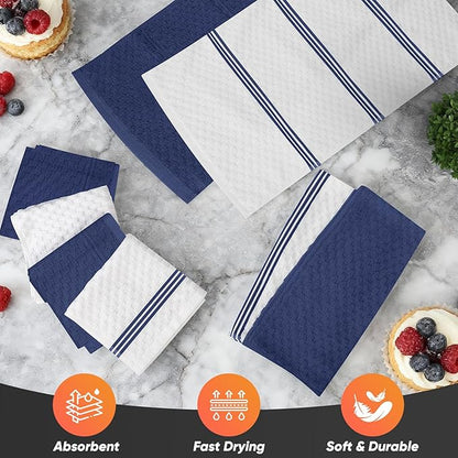 Oven Mitts Kitchen Towels and Dishcloths with Pot Holders Sets, Oven Gloves Hot Pads 500°F Heat Resistant with Silicone Grip, Include 2 Cooking Gloves/2 Potholders/4 Kitchen Towels/4 Dish Towels - Image 6
