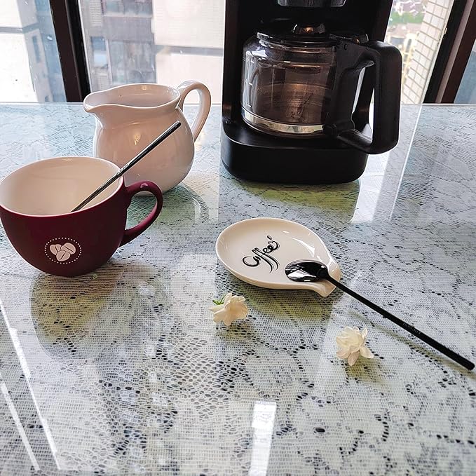 Coffee Spoon Rest, Small Ceramic Coffee Spoon Holder, Porcelain Spoon Holder, Ceramic Spoon Rest for Tablespoon,Teaspoon,Bar Spoon,Coffee Bar Accessories (Spoon Rest+Black Spoon) - Image 5