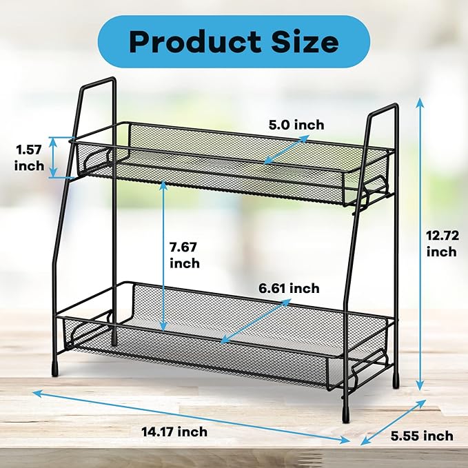 SPISPI Spice Rack Organizer for Cabinet, Bathroom Organizer Countertop, Bathroom Counter Organizer, Kitchen Countertop Organizer, Bathroom Vanity Organizer (Pack of 2) - Image 2