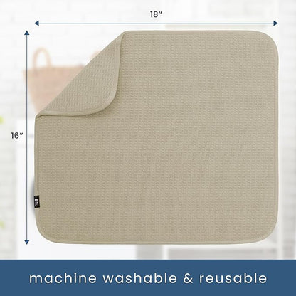 S&T INC. Dish Drying Mat 2 Pack, 16” x 18”, Absorbent Microfiber Kitchen Counter Mat, Dish Drying Pad for Dishes, Utensils, Pots and Pans, Large, Pure Cashmere - Image 6