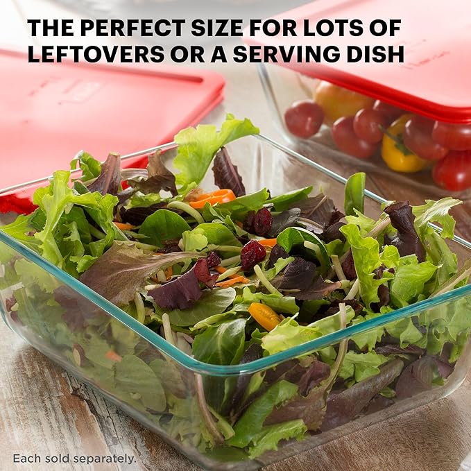 Pyrex Simply Store Glass Food Storage Container, Snug Fit Non-Toxic Plastic BPA-Free Lids, Freezer Dishwasher Microwave Safe, 11 Cup - Image 4