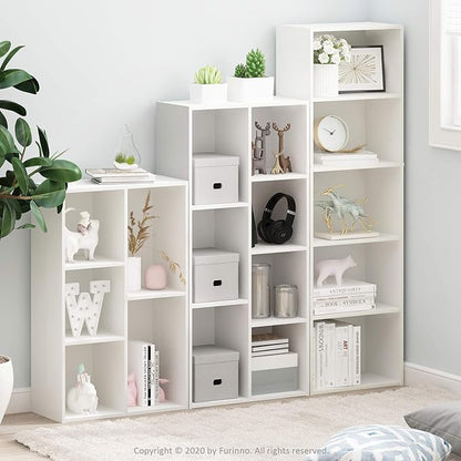 Furinno LUDER Book Shelf, 7-Cube Bookshelf, Bookcase with Open Shelves, 9.4 x 19.5 x 41.7, Easy Assembly, for Living Room, Bedroom, Home Office, White - Image 5