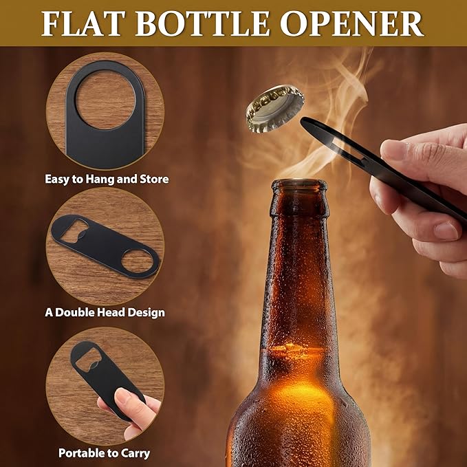 Remerry Bottle Openers Stainless Steel Flat Bottle Opener Bulk 3.4 x 1.3 Inches Bartender Beer Key Soda Can Mini Speed for Kitchen, Bar or Restaurant(Black,150 Pcs) - Image 3