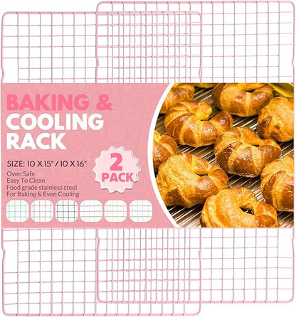 2 PCS Cooling Racks for Cooking and Baking, 16x10 Inches Stainless Steel Cooling Rack, Sheet Pan with Wire Rack for Baking Sheet, Bacon Rack Oven Safe Fits Jelly Roll Sheet Pan by Unknown