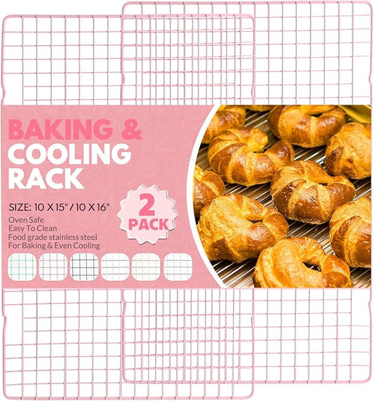 2 PCS Cooling Racks for Cooking and Baking, 16x10 Inches Stainless Steel Cooling Rack, Sheet Pan with Wire Rack for Baking Sheet, Bacon Rack Oven Safe Fits Jelly Roll Sheet Pan by Unknown