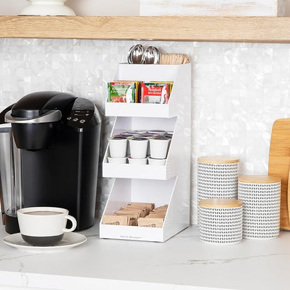 Mind Reader Coffee Tea Utensil and Condiment Station, Countertop Organizer, Coffee Bar, Kitchen, 6" L x 9" W x 16" H, White (Pack of 2) - Image 2