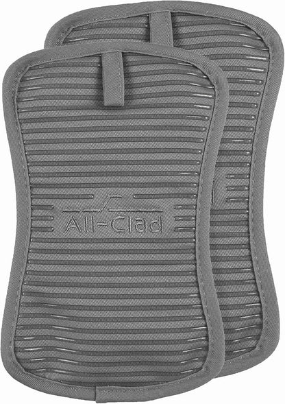 All-Clad Premium Pot Holder & Heating Pad, (2-Pack) Heat Resistant to 500 Degrees, 100% Cotton 10"x6.25" for Kitchen and Barbeque, Pewter - Image 2