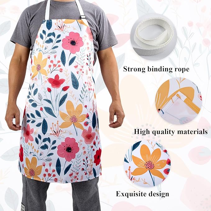 13 Pcs Kitchen Stuff Accessories Include 5 Cute Wooden Spoons & 2 Kitchen Oven Mitts & 2 Pot Holders & 2 Kitchen Apron & 2 Kitchen Towel,Gifts for Women