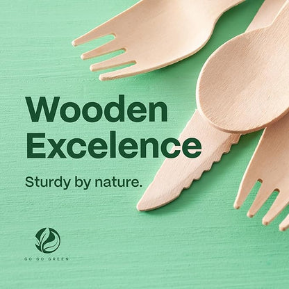 100% Compostable Cutlery Set - 300 Pieces Wooden Compostable Utensils [120 Forks, 90 Knives, 90 Spoons] - Disposable Wooden Cutlery, Eco Friendly Forks And Spoons Disposable Cutlery Set Party Utensils - Image 8