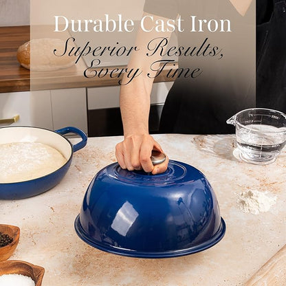 Enamelled Cast Iron Dutch Oven Pot – Dutch Oven For Sourdough Bread Baking – Cast Iron Bread Pot – Dark Blue, 6 Quarts, 26cm – by Nuovva - Image 9