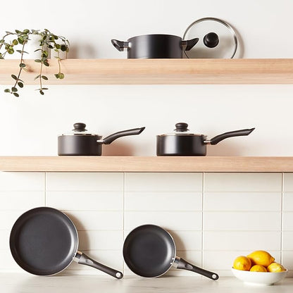 Amazon Basics Ceramic Non-Stick Cookware 8-Piece Set, Pots and Pans, Black - Image 3