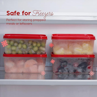 IRIS USA 12 PC Plastic Food Storage Containers With Lids | 6 Meal Prep Containers & 6 Lids| Leftovers Potluck Office Lunch Salad Snack Fruit, Microwave Dishwasher Freezer Safe, BPA Free, Clear/Red