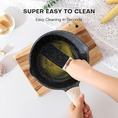 Kordisen Sauce Pan Set with Lid, 1.5Qt & 2.5 Qt Nonstick Cooking Pots with Pour Spout, Easy to Clean, Small Kitchen Induction Saucepan with Granite Coating, PFOA/PFOS Free (Black) - Image 5