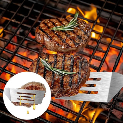 Stainless Steel Spatula Set, 2 Pieces Metal Spatula for Cast Iron Skillet, Metal Spatulas for Kitchen Use with Wooden Handle, Ideal for Frying Steak, Pancake, Cookie, Burger, Brownie or Desserts - Image 5