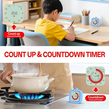 Digital Visual Timer for Kids 12hours Countdown countup Kitchen Timer Student Timer Gym Timer (Black)