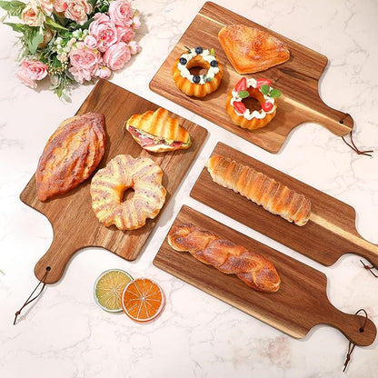Tanlade 18 Pcs Wood Cutting Board Set Cutting Board with Handle Chopping Serving Board Butcher Cutting Block for Valentines Mother's Day Wedding Housewarming Gift, 16'' x 10'', 16'' x 5'' (Acacia)