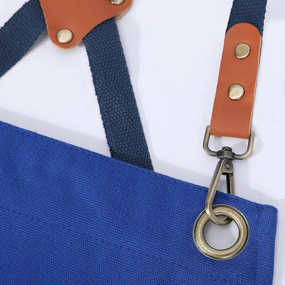 AFUN Chef Aprons for Women Men with Oversized Pockets, 12-Ounce Cotton Canvas Cross Back Water Repellent Apron (Royal Blue) - Image 5