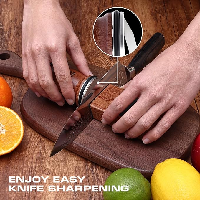 Rolling Knife Sharpener Kit, Kitchen Knife Sharpener with Replaceable Discs Diamond & Ceramic Knife Sharpeners Roller, Magnetic Knife Sharpening Kit with 15 & 20 Degree Base, Afilador De Cuchillos - Image 2