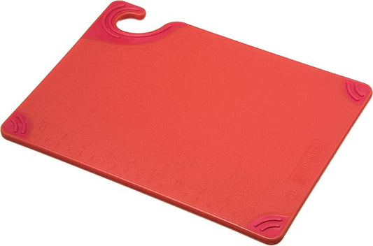 San Jamar Saf-T-Grip Plastic Cutting Board with Safety Hook, 9" x 12" x 0.375", Red - (Pack of 6)