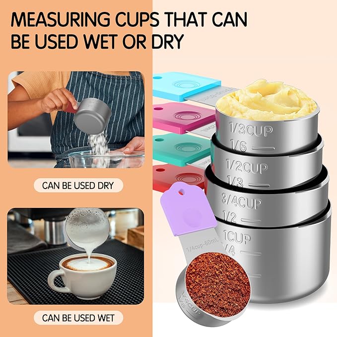 Magnetic Measuring Cups, 5 Stainless Steel Nesting Measuring Cup Set for Measuring Dry or Liquid Ingredients - Image 3