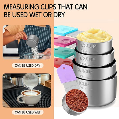 Magnetic Measuring Cups, 5 Stainless Steel Nesting Measuring Cup Set for Measuring Dry or Liquid Ingredients - Image 3