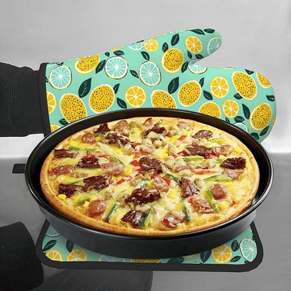 Lemon Pot Holders and Oven Mitts - Summer Teal Lime Refreshing Oven Glove Hot Pads for Kitchen Chef Gifts for Cooking Lover Cooks - Image 7
