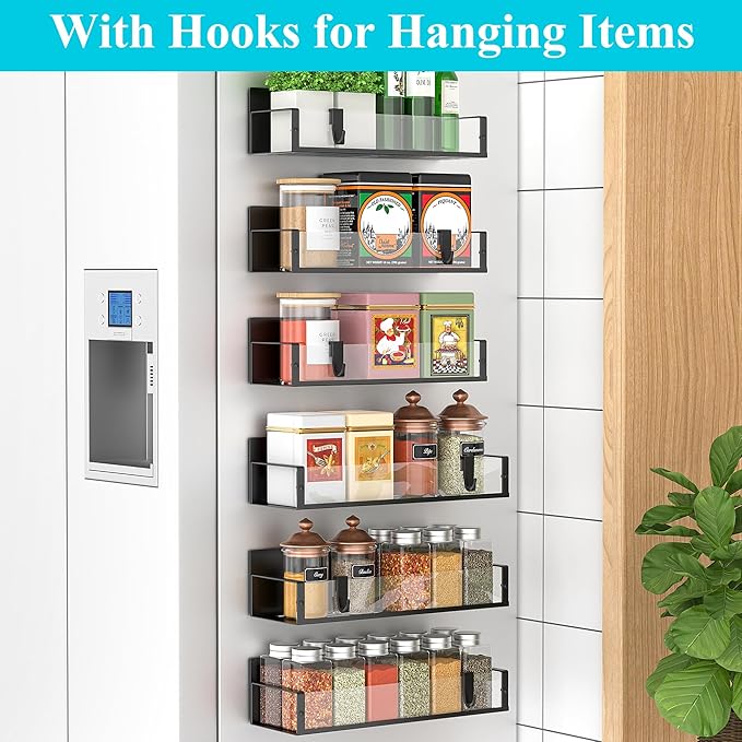 HuggieGems 6 Pack Magnetic Spice Storage Rack Organizer for Refrigerator and Oven, Clear Fridge Organizers and Storage - Image 2