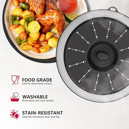 WVM Microwave Splatter Cover & Mat, Vented Collapsible Splatter Guard dish Plate lid & Silicone Round Kitchen Mat for Food, Meal Prep - Image 3