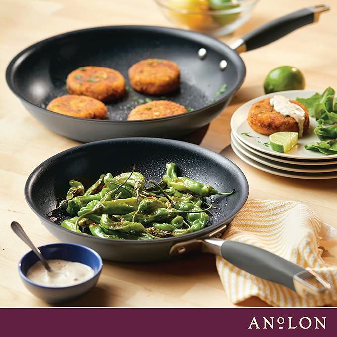 Anolon Advanced Home Hard-Anodized Nonstick Skillets (2 Piece Set- 10.25-Inch & 12.75-Inch, Moonstone) - Image 12