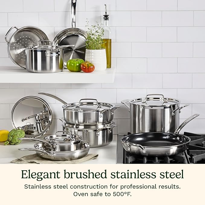 Cuisinart 15 Piece Cookware Set, MultiClad Pro Triple Ply, Silver, MCP-15N - Image 10
