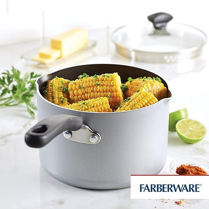 Farberware Cookstart DiamondMax Nonstick Straining Saucepan, Dishwasher Safe, 3 Quart, Silver - Image 2