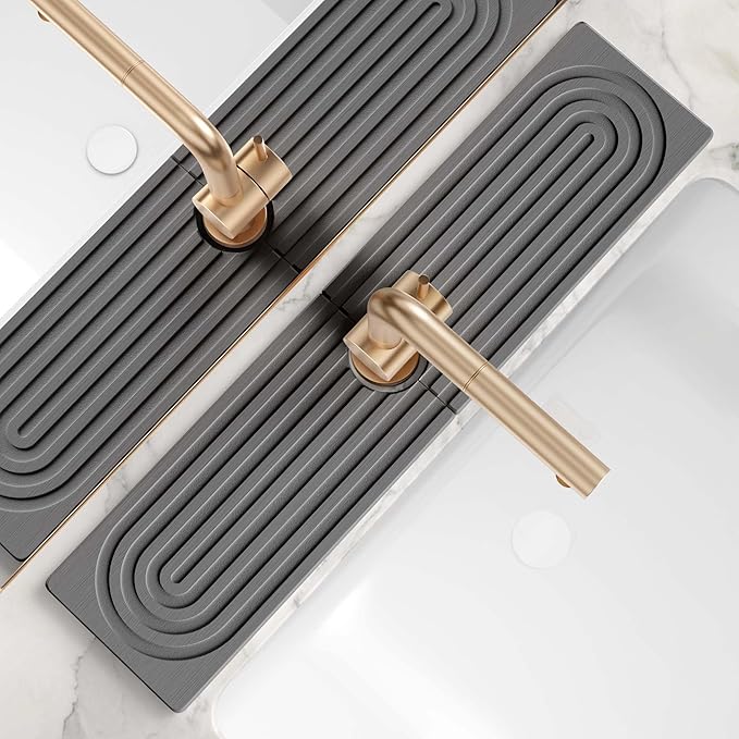 Large Faucet Mat for Kitchen Sink - Stone Drying Mat for Kitchen Counter, Diatomite Fast Drying Stone Sink Tray, Super Absorbent, Stylish Decor and Protector for Bathroom (Dark Grey, 23.6" x 5.5") by eormoe