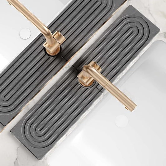 Large Faucet Mat for Kitchen Sink - Stone Drying Mat for Kitchen Counter, Diatomite Fast Drying Stone Sink Tray, Super Absorbent, Stylish Decor and Protector for Bathroom (Dark Grey, 23.6" x 5.5") by eormoe