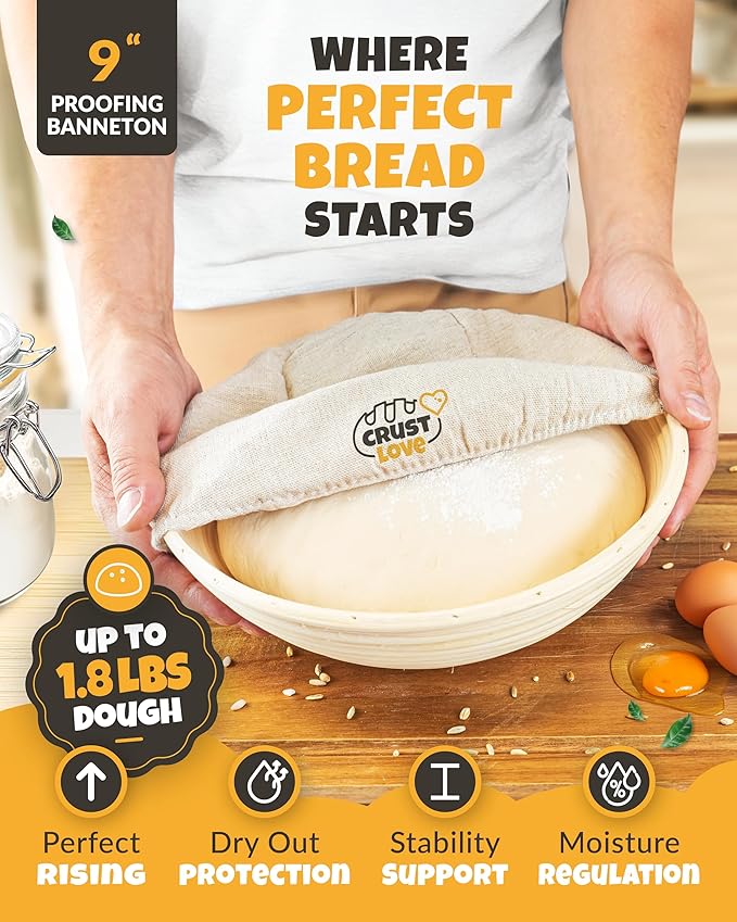 CRUSTLOVE Cast Iron Dutch Oven for Bread Baking - incl. Sourdough Bread-Baking Supplies like Banneton Bread-Proofing Basket - 5QT Bread-Oven with Lid Bread-Making Kit Pan, Pot, Sour Sough Tools, Lame - Image 4