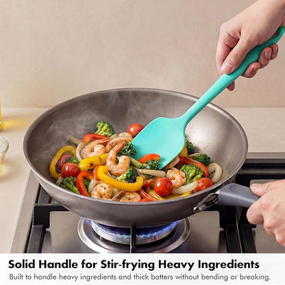 Silicone Spoonula Set: 600ºF Heat Resistant Food Grade Cooking Baking Utensils, Kitchen Flexible Nonstick Rubber Pan Spoon Spatula for Mixing, Scrambling, Scooping (3 Pieces, Multicolor 4)