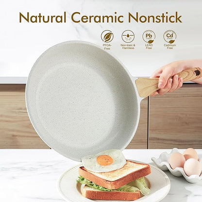 SENSARTE Nonstick Ceramic Frying Pan Skillet, 11 Inch Omelet Pan, Healthy Non Toxic Induction Compatible Egg Pan with Heat Resistant Handle, PTFE and PFAS-Free - Image 2
