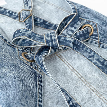 Jeanerlor - Cotton Tool Denim Work Apron with Convenient Pockets for Women Cross Straps & Adjustable(Denim Blue) - Image 7